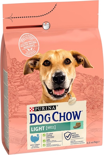 [7674] Purina Dog Chow Light Adult (+1 year) With Turkey Dry Dog Food 2.5 Kg