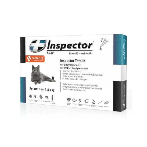 Inspector Total K Spot-on For Cats From 4 To 8 kg (Fipronil , Moxidectin ) X 1 Pipette