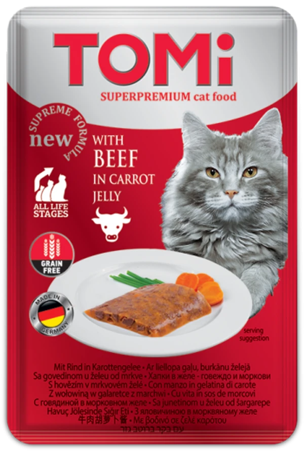 TOMi Super Premium Grain Free All Life Stages Cat Wet Food jelly Pouch 100 g