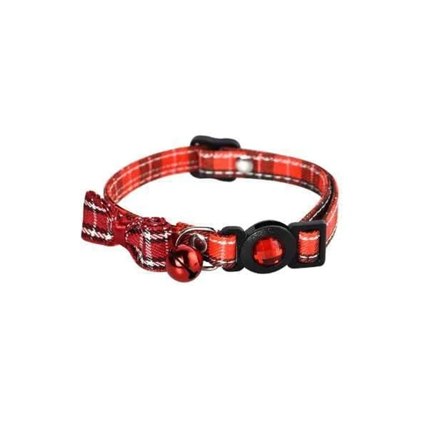 Naomi Classic Caro Cat Collar Bow & Bell Red (YL117399-R)