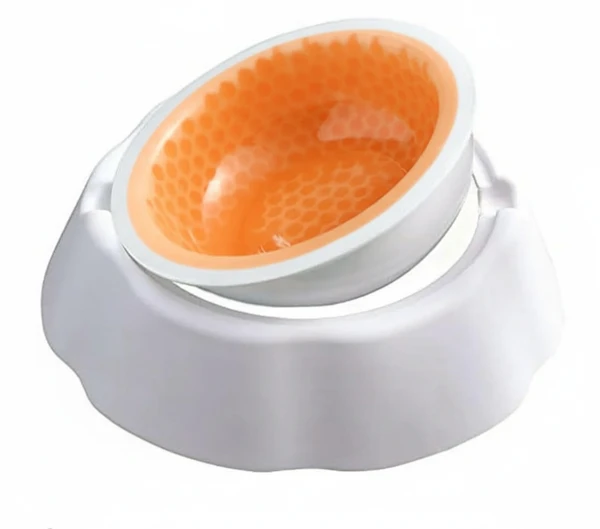 Freeze & Chill Cooling Pet Bowl – Keeps Food & Water Fresh for Cats and Dogs - Orange