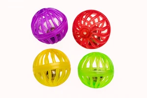 Plastic Balls with Bells Pet Toy (4 balls)