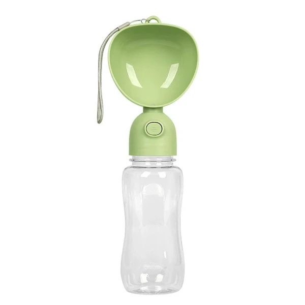 Large Portable Pet Water Bottle – Travel Dog & Cat Water Dispenser with Drinking Bowl 500 ml - Green