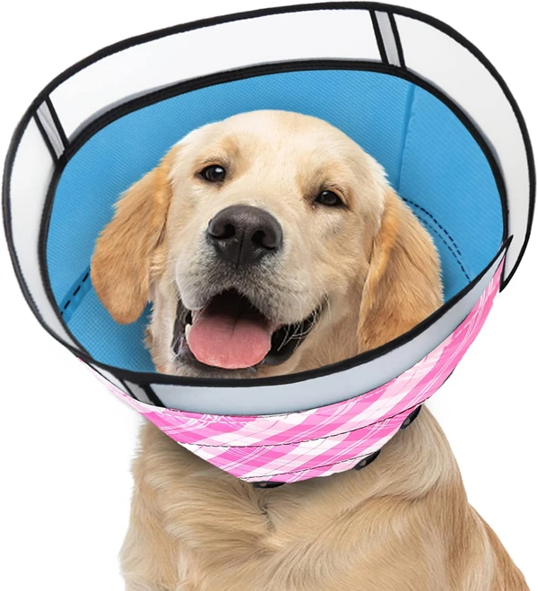 INKZOO Soft Dog Cone Collar After Surgery – Adjustable Pet Recovery Collar for Medium Dogs, Anti-Lick & Wound Protection - Size Medium