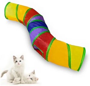 S-Shape Cat Tunnel Toy – Foldable Rainbow Play Tube with Crinkle Sounds for Cats, Kittens & Small Pets