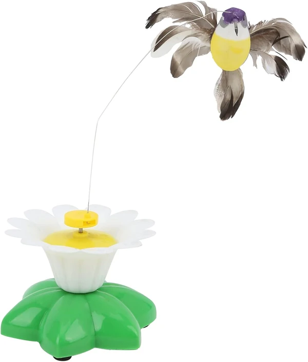 360° Rotating Hummingbird Flower Base - Interactive Toy for Cats| Realistic Motion, Battery Operated