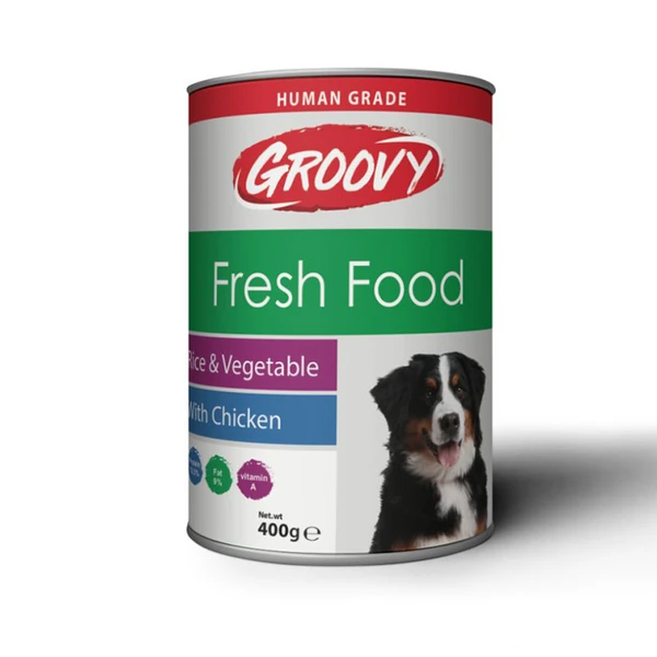 Groovy Fresh Food Rice & Vegetable Adult Dog Wet Food Cans 400 g