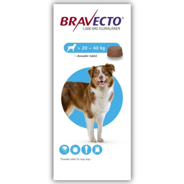 Bravecto Chewable Tablet For Large Dogs 20 - 40 Kg - 1 Tablet