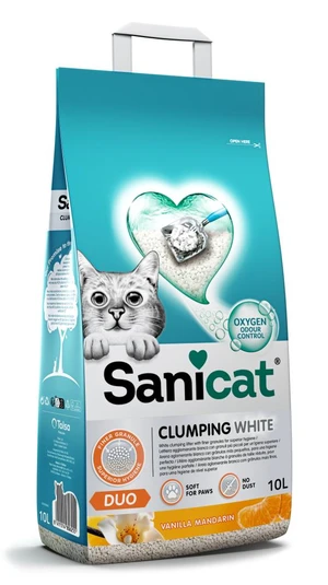 Sanicat Clumping White Duo Vanilla Mandarin Scented Cat Litter 10 L
