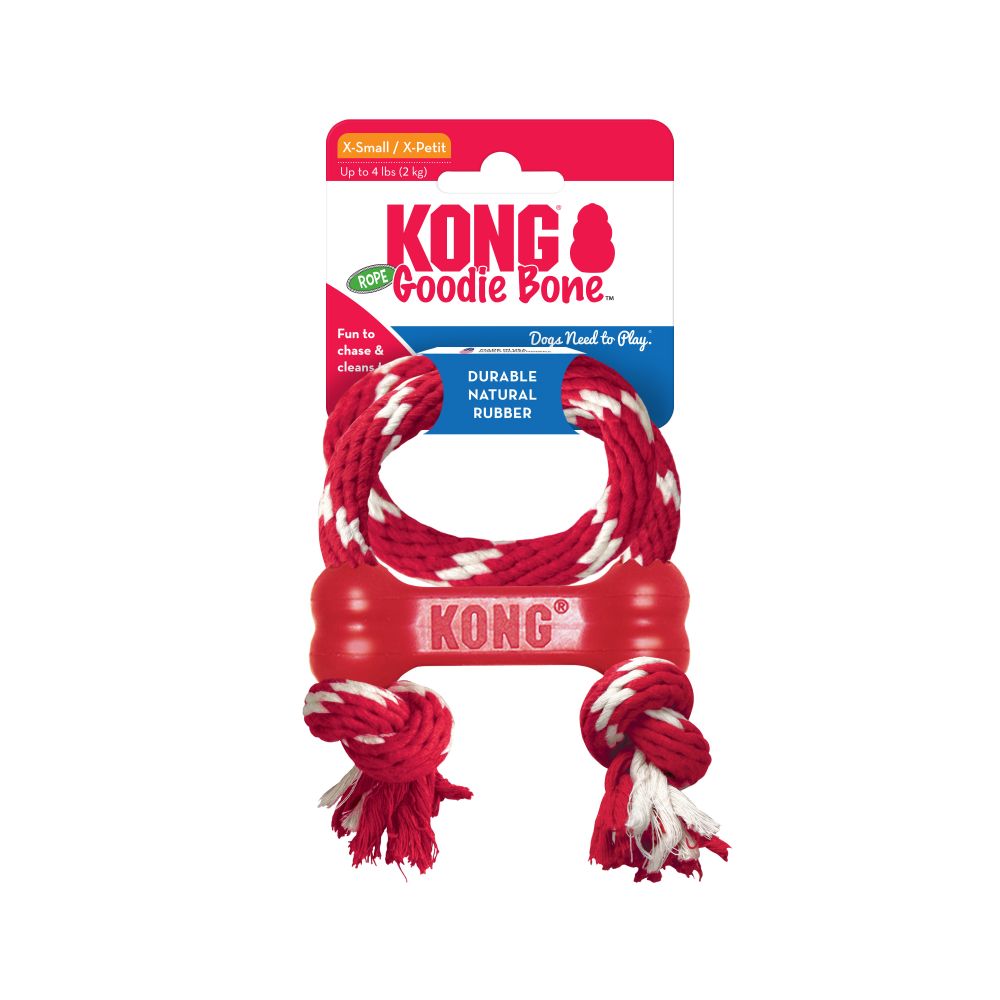 Kong Goodie Bone with Rope XSmall - Red