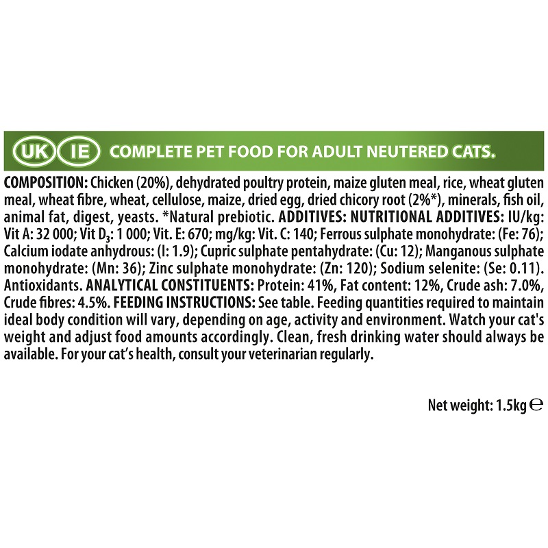 Purina Pro Plan Sterilised Adult Cat Opti Digest Rich in Chicken 1.5 Kg
