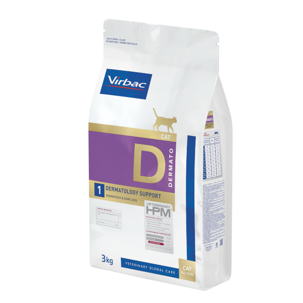 Expiry 6-2025 Virbac Veterinary HPM Dermato 1 Dermatology Support Dermatosis & Hair Loss Cat Dry Food 3 Kg