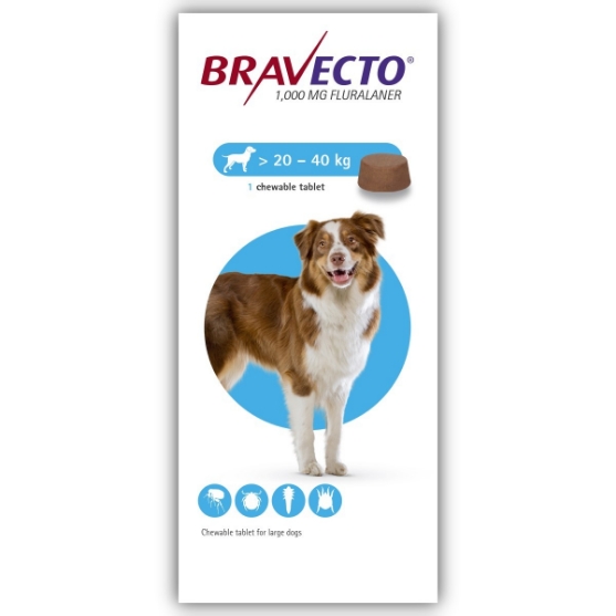 Bravecto Chewable Tablet For Large Dogs (20 - 40 Kg) X 1 Tablet