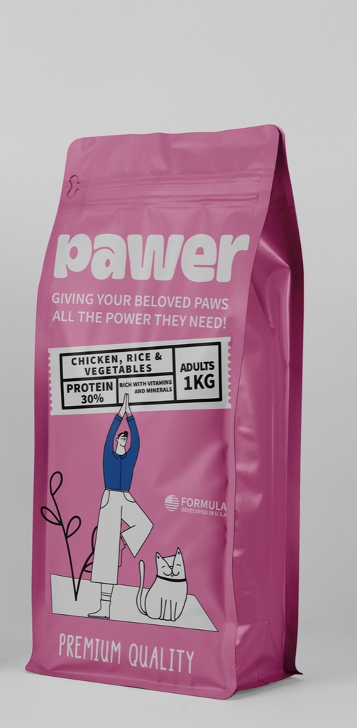 Pawer Adult Cats Dry Food With Chicken & Rice & Vegetable 1 Kg