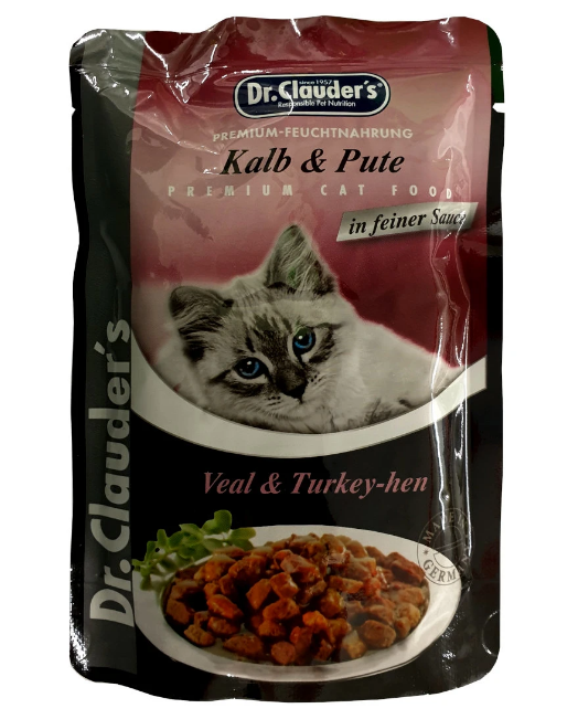 Dr.Clauder's Selected Pearls Veal & Turkey Adult Cat Wet Food 100 g