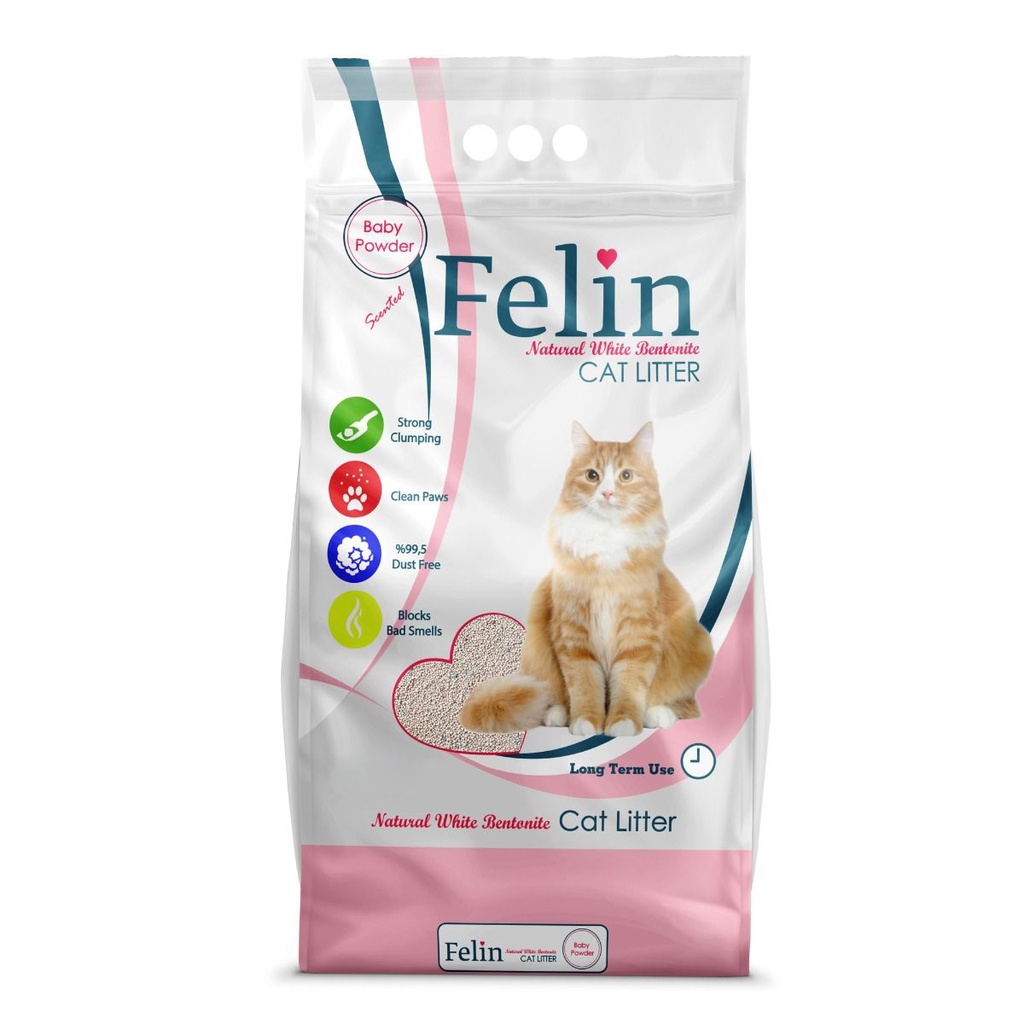 Felin Natural White Bentonite Clumping Cat Litter - Scented 10 L