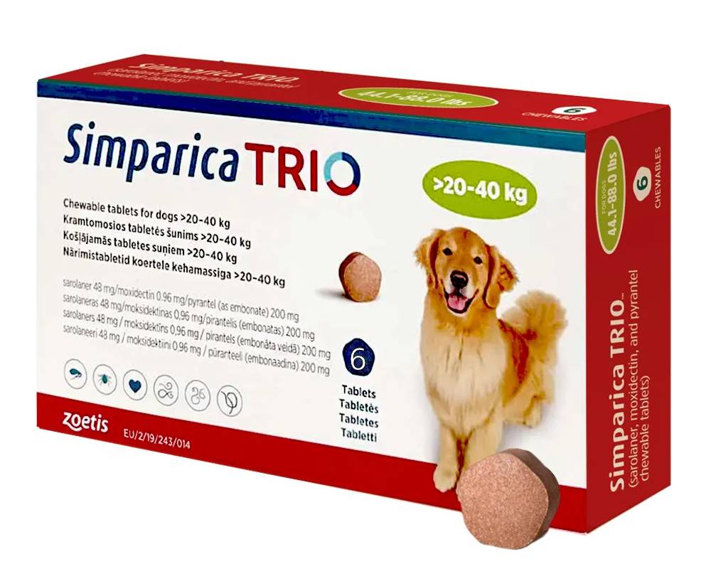 Simparica Trio Chewable Tablet for Dogs (20 - 40 Kg) X 1 Tablet