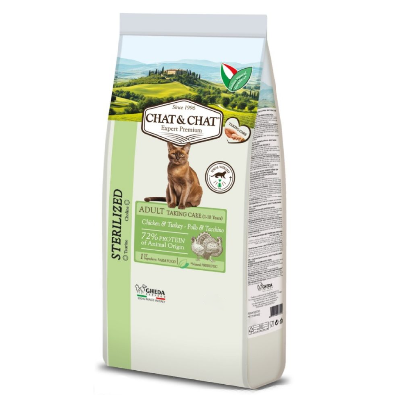 Expert Chat & Chat Taking Care Adult Sterilized Cat Food With Chicken & Turkey 900 g