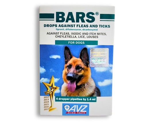 [9076] BARS® Flea & Ticks Drops For Dogs 10 Kg (1 pipette)