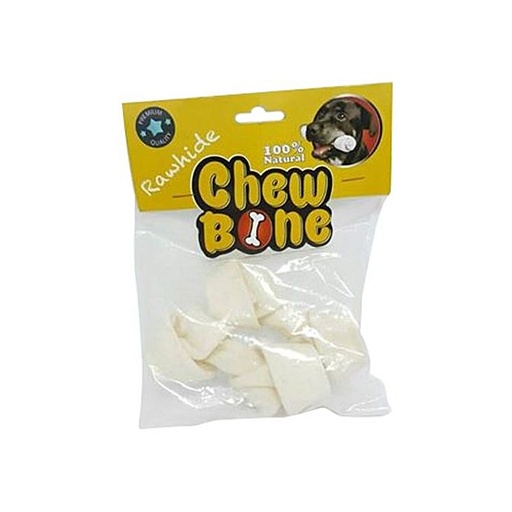 [4296] Chew Bone Knotted Rawhide 12Cm 2 Pieces