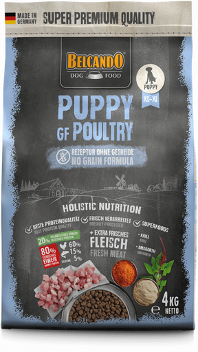 [6011] Belcando Puppy Grain Free Poultry (XS-XL ) Holistic Dog Dry Food 4 kg