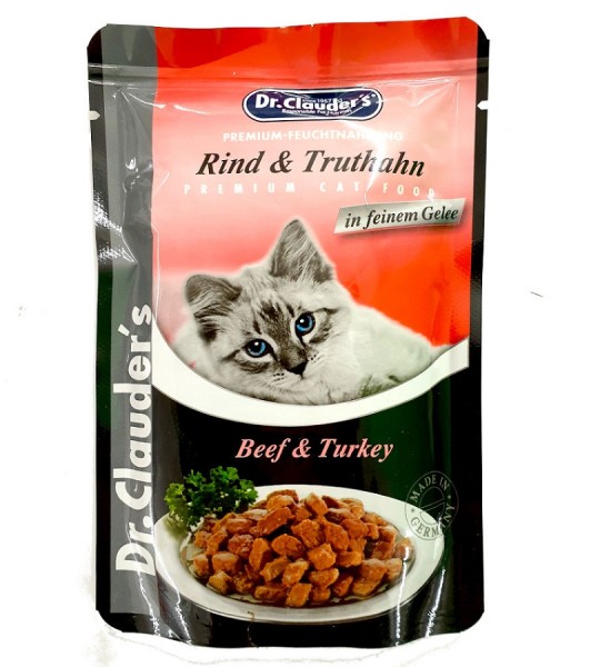 Dr.Clauder's High Premium Beef & Turkey Adult Cat Wet Food 100 g