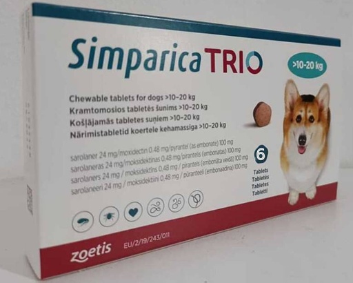 [1588] Simparica Trio Chewable Tablet for Dogs (10 - 20 Kg) X 1 Tablet