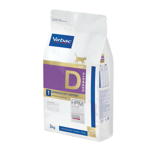 [1026] Expiry 6-2025 Virbac Veterinary HPM Dermato 1 Dermatology Support Dermatosis & Hair Loss Cat Dry Food 3 Kg